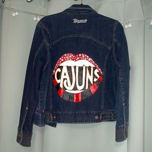 ULL Ragin Cajun hand painted denim jacket